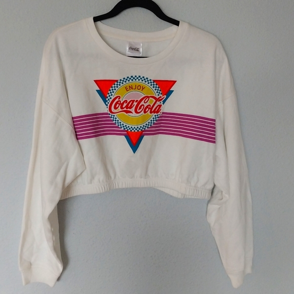 Coca-Cola Vintage Graphic Inspired Crop Long Sleeve Sweatshirt NWOT - Picture 1 of 6